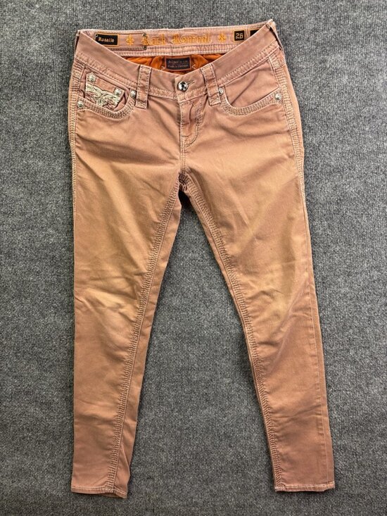 Rock Revival Denim - Rock Revival Roselle Ankle Skinny Jeans Womens 26 Pink Mid Rise Stretch 26x28